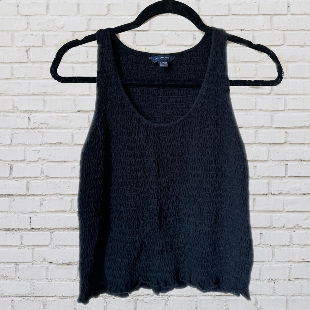 American Eagle Smocked Black Tank